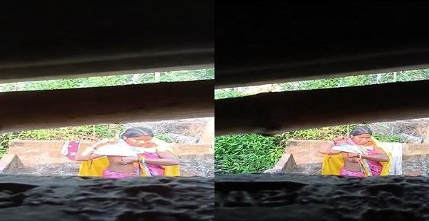Dehati bhabhi outdoor bath hidden cam viral